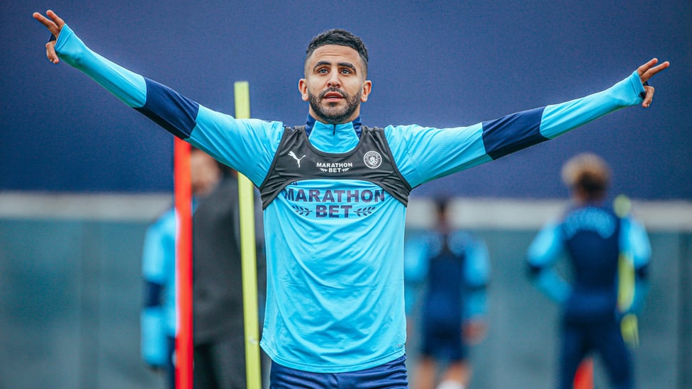 HANDS UP : Reason to celebrate for Riyad Mahrez.