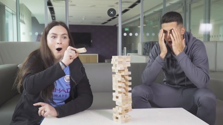Joao Cancelo's Jenga challenge