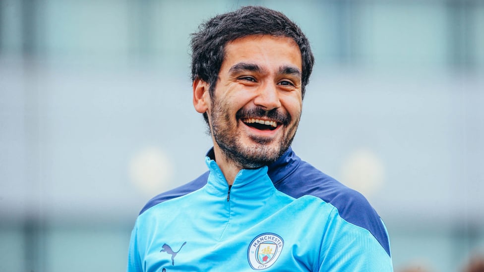 SUNNY SIDE UP: Ilkay Gundogan was in positive mood despite the July showers