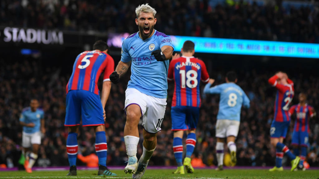 QUICK DOUBLE : Aguero heads in to hand City the lead in the 87th minute!