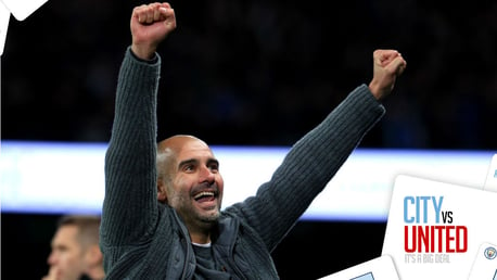 DERBY DELIGHT: Pep Guardiola savours City's 3-1 win over United