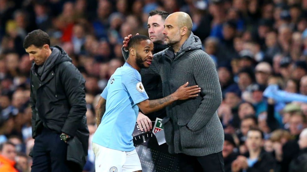 JOB DONE : Raz gets a deserved pat on the shoulder from boss Pep Guardiola