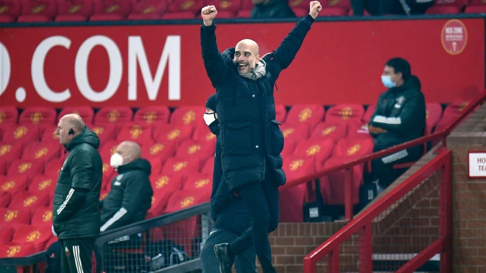 GUARDIOLA GRIN: The boss is delighted by the performance!