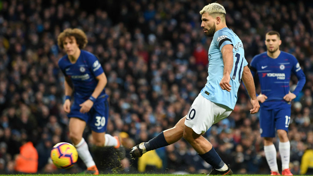 Aguero slots home his third goal of the game from the penalty spot to make it 5!