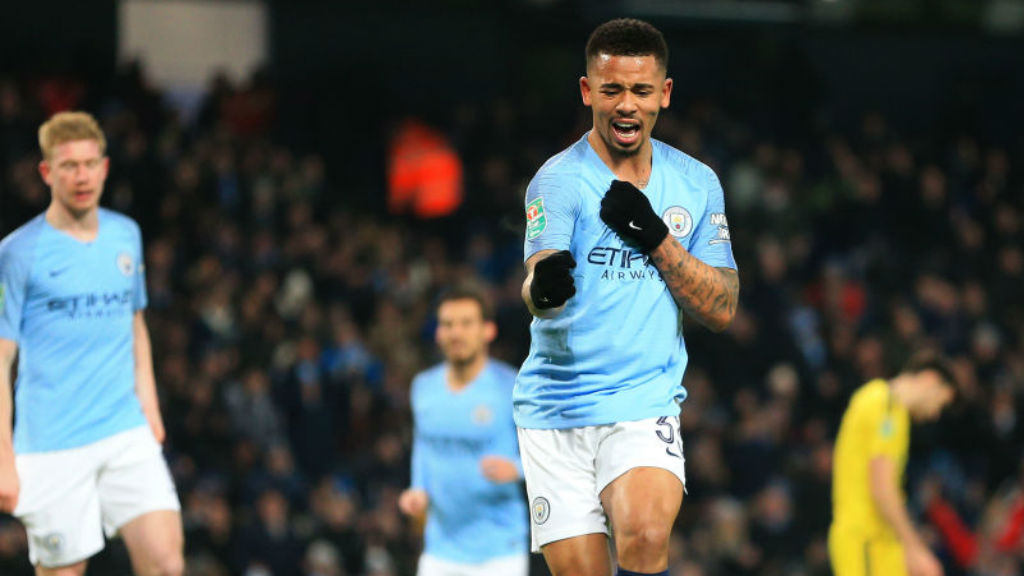 _Gabriel Jesus is all smiles after his fourth goal versus Burton