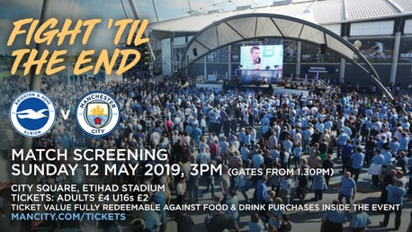 Extra tickets for Brighton v City live screening