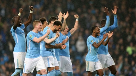 PENALTY PRIZE: The City players celebrate their spot-kick success