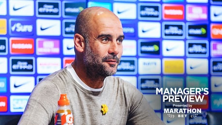 PEP TALK: The boss faced the press ahead of Saturday's game with Watford