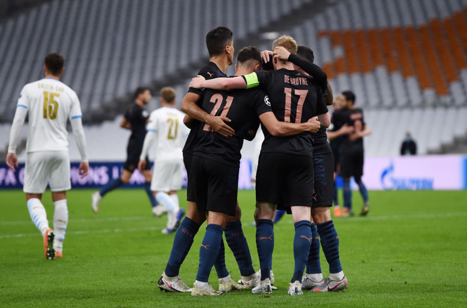 THE LADS: City celebrate the opener 