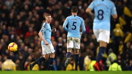 MUTED CELEBRATIONS: Kevin De Bruyne halves the deficit 