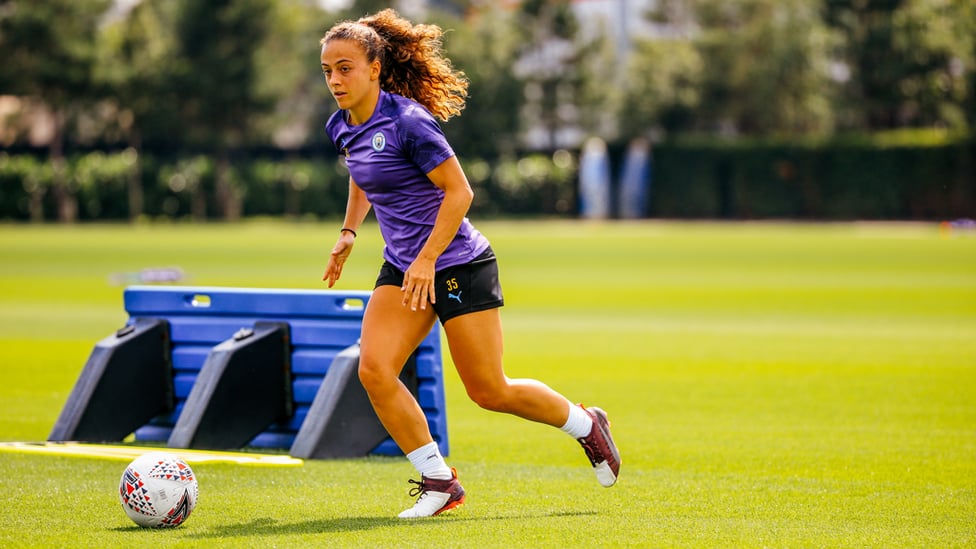 ON THE FRONT FOOT : Summer signing Matilde Fidalgo goes through her paces