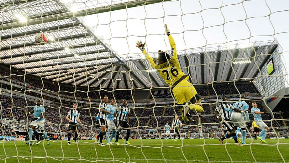 TONDERFUL : Sergio nets his 100th Premier League goal for City away at Newcastle