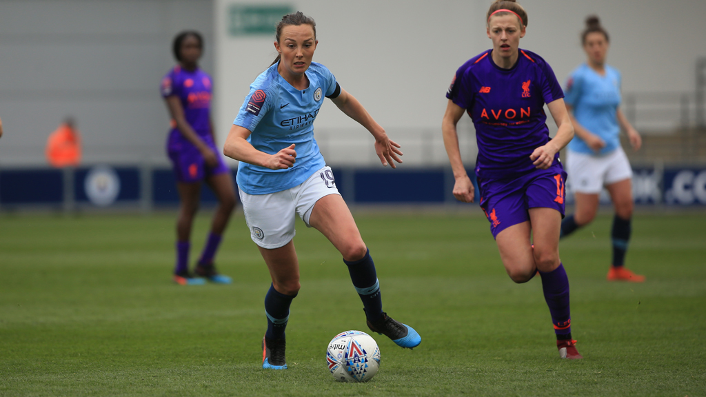 FORWARD MARCH : Caroline Weir looks to get City on the front foot against Liverpool