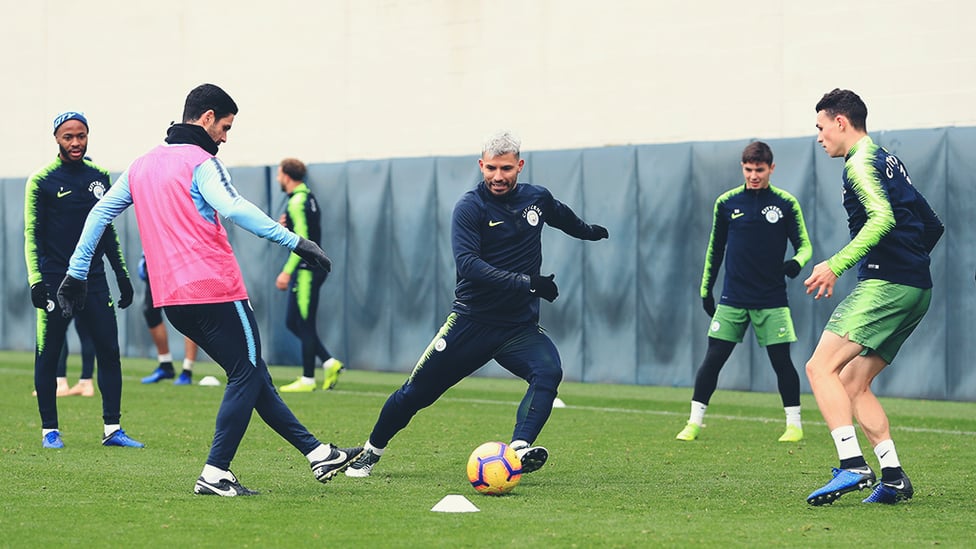 SILVER FOX : Sergio Aguero in action.