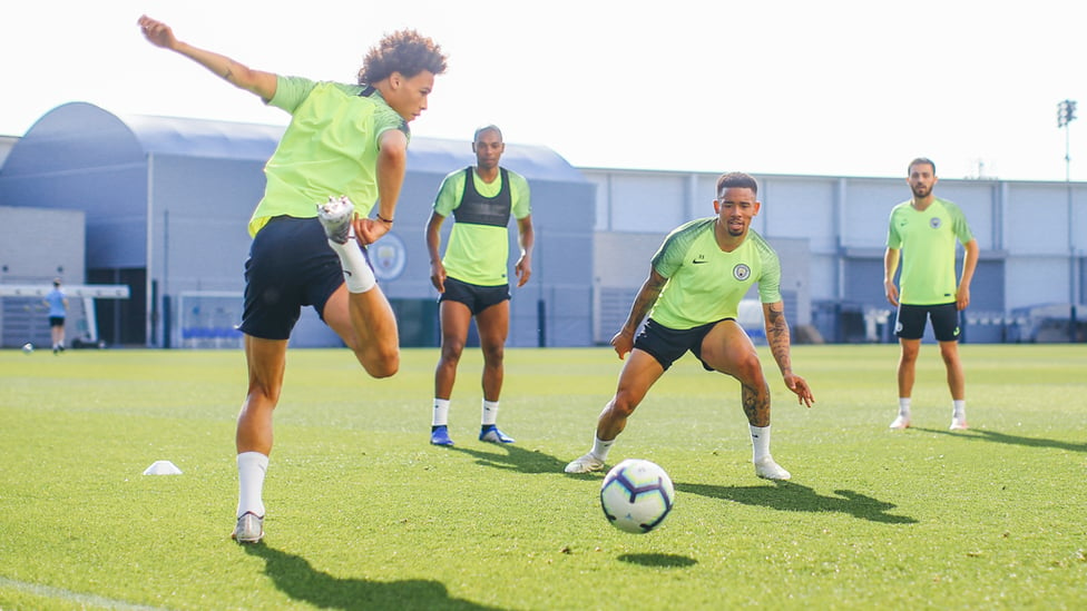 PLAYING TRICKS : Leroy Sane shows off his skills