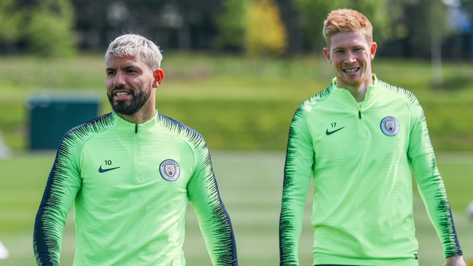 DYNAMIC DUO : Sergio Aguero and Kevin De Bruyne bask in the sunshiiiiine