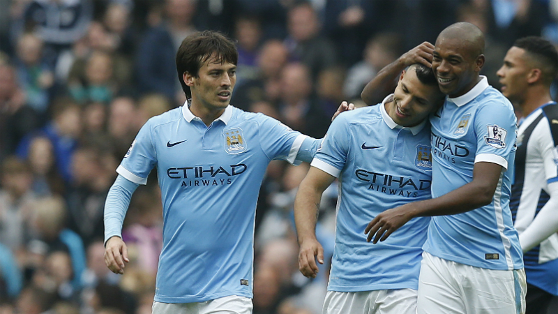 David Silva, Sergio Aguero and Fernandinho