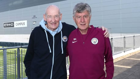 MADE IN MANCHESTER: Bernard and long-serving City assistant coach Brian Kidd - both hugely respected figures in Manchester's football family