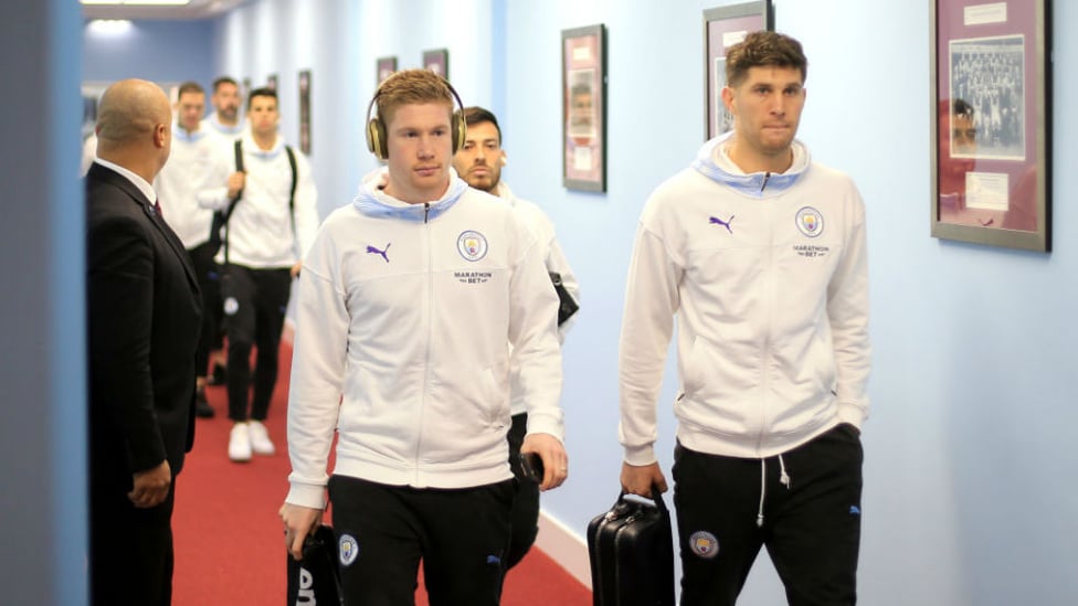 CALL OF DUTY : Kevin De Bruyne and John Stones have their game faces on as City arrive at Villa Park