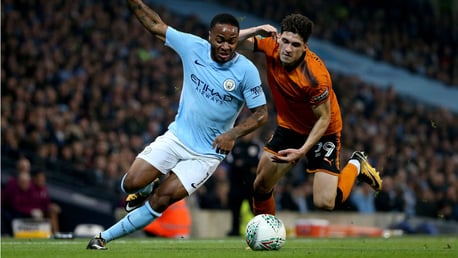 WIDE BERTH: Raheem Sterling creates havoc in the Wolves defence