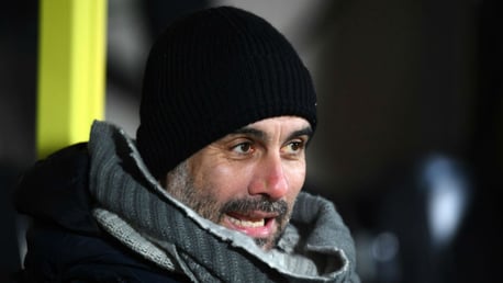 KEEPING WARM: Pep wraps up on a chilly night at the Pirelli Stadium