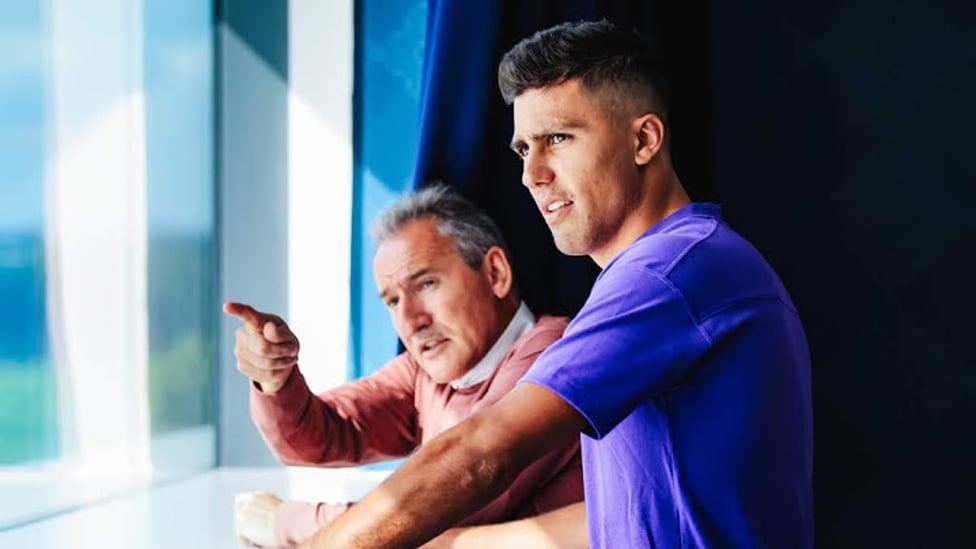 THIS IS OUR CITY : Football director Txiki Begiristain shows our new signing some of the impressive facilities at the CFA