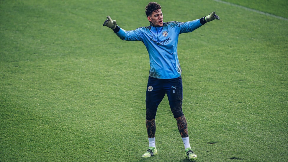 HANDS UP : Ederson had reason to celebrate.