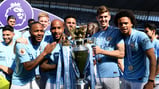 CHAMPIONS: City's stars beam with the Premier League trophy.