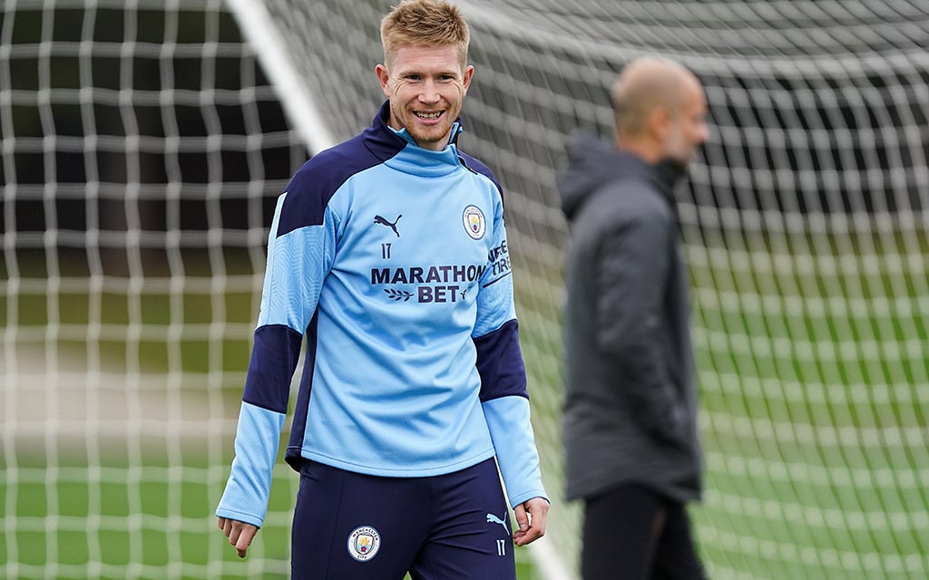 ALL SMILES: Kevin De Bruyne was in upbeat mood as he made a welcome return to training