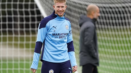ALL SMILES: Kevin De Bruyne was in upbeat mood as he made a welcome return to training