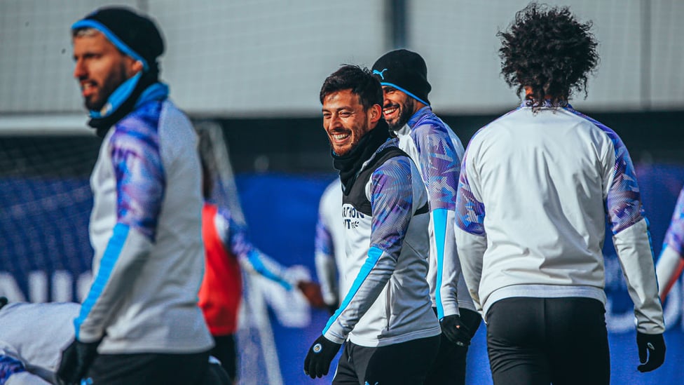 SUNNY SIDE UP : Despite the bitter January cold, the sun came out for David Silva and Co