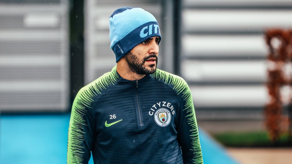 ON YER HEAD : Riyad Mahrez, sporting some festive headwear