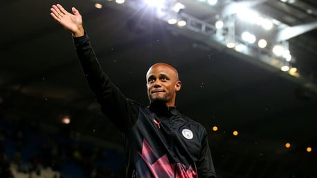 APPRECIATION: Vincent Kompany acknowledges the crowd at his testimonial game.