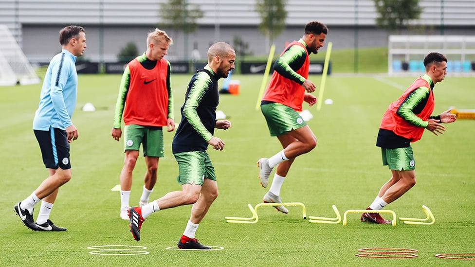 STEP-OVERS : David Silva takes the fast lane for training