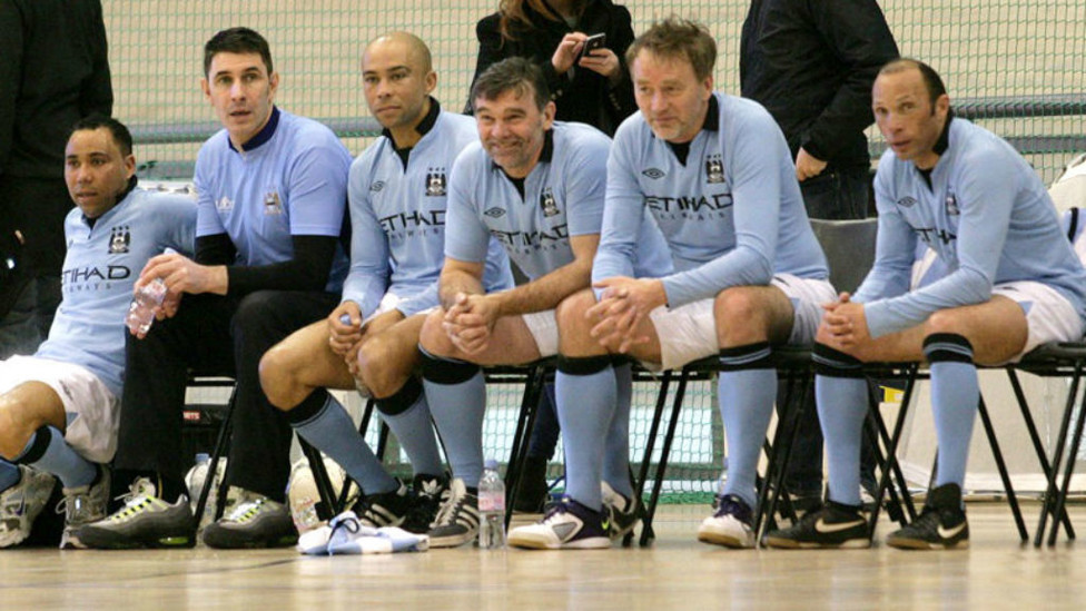 BLUES BROTHERS: Jeff and Jim Whitley alongside other notable City old boys at a five-a-side charity tournament