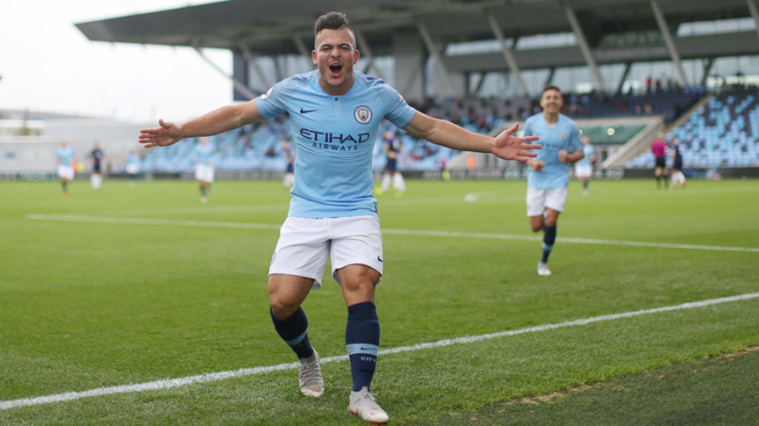 SMILING ASSASSIN: Lorenzo Gonzalez can't contain his joy after his superb goal