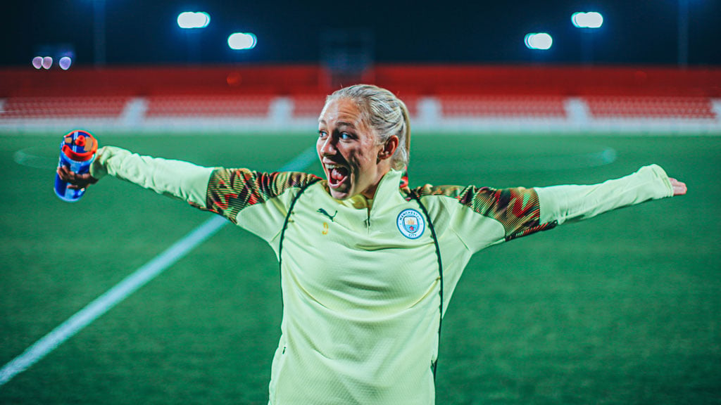 AT ARMS LENGTH: Pauline Bremer looks in relaxed mode ahead of the big game