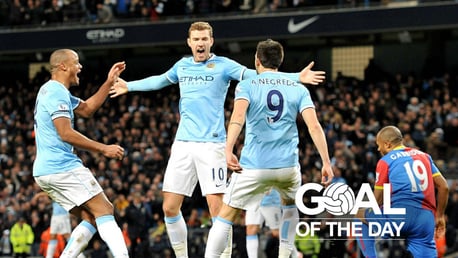 SOARING: Edin Dzeko scored to give City a 1-0 win over the Eagles in December 2013.