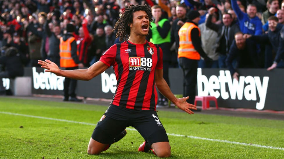  : ROAR POWER: Ake celebrates after finding the target for Bournemouth 
