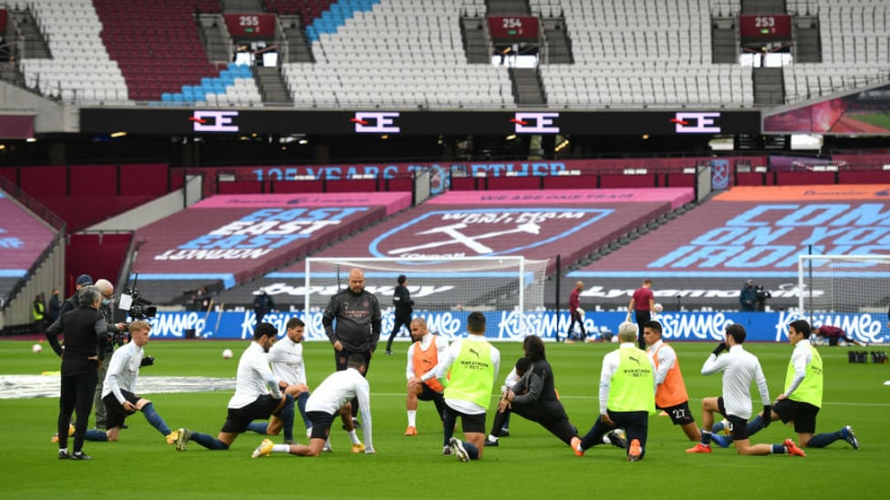 PREP TIME: The players goes through the pre-match warm-up