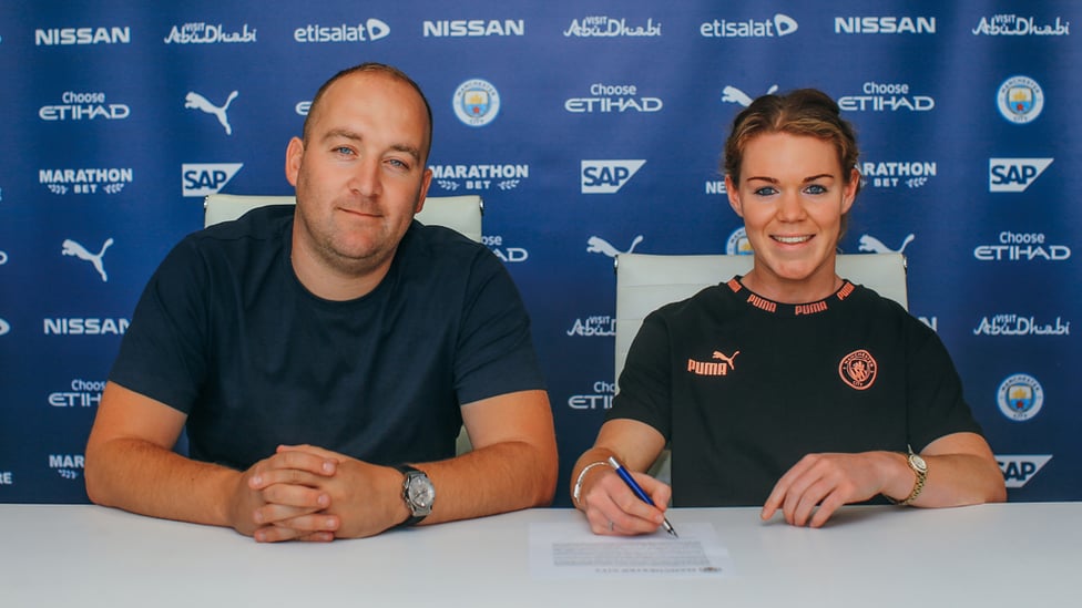 PEN TO PAPER : The defender commits her immediate future to the Club