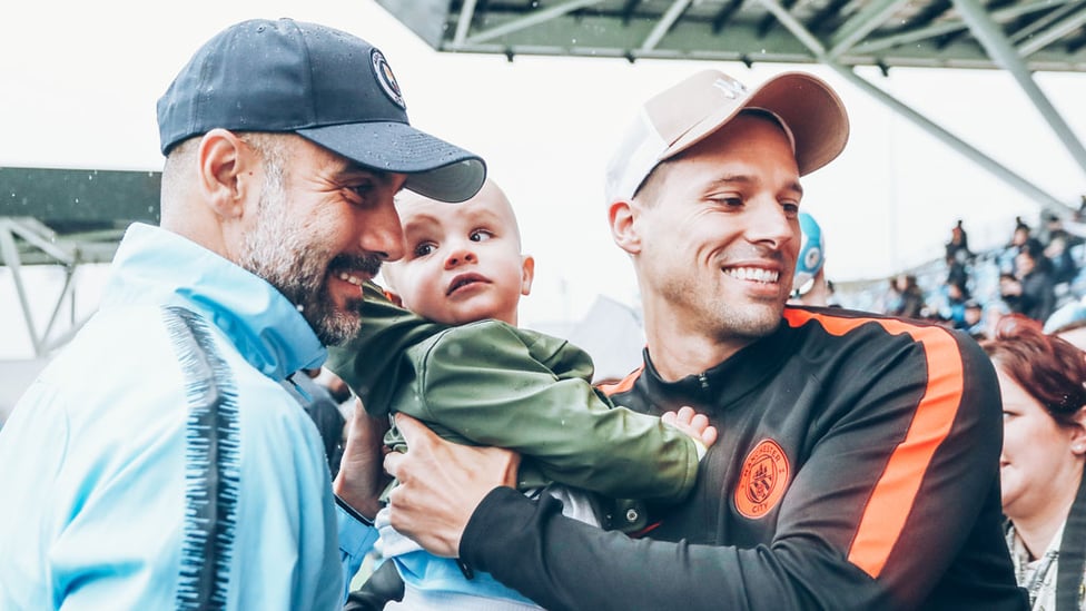 BOSS MAN : Pep took time out to meet and greet some of our youngest supporters