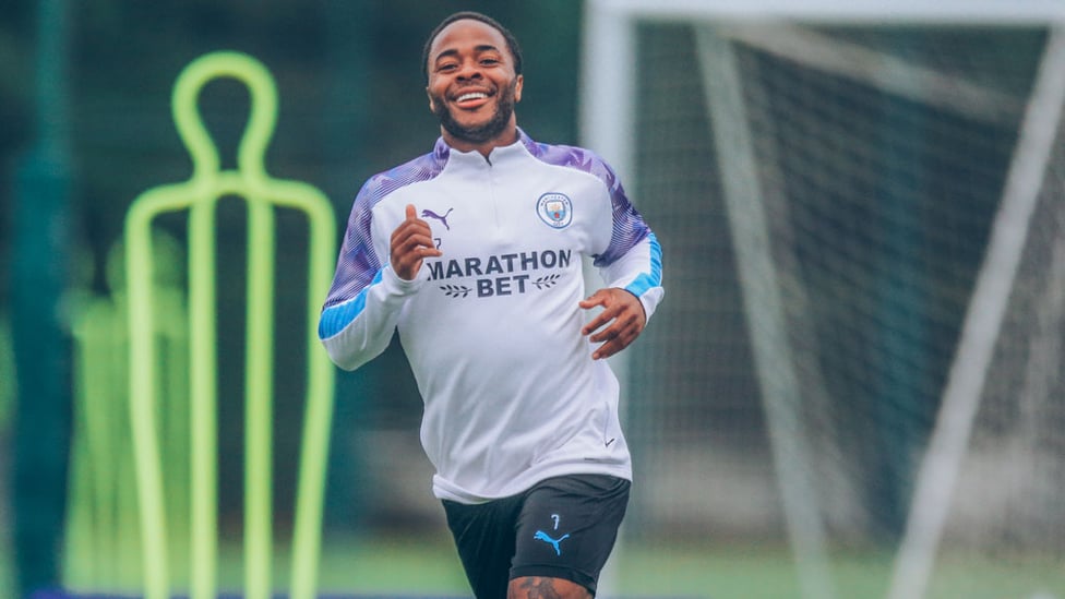 MOVING FORWARD : Raheem Sterling spots the camera