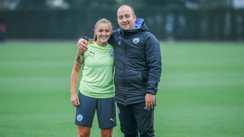 TEAM: A first training session since injuring her hamstring for Georgia Stanway.