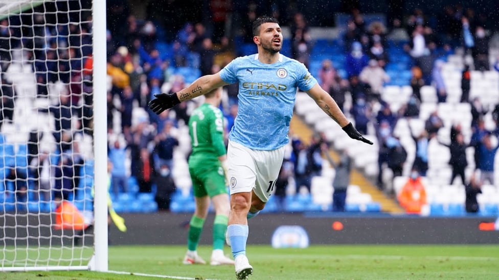 260 : Aguero celebrates his 260th goal for the club!