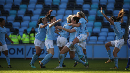 BEATS THAT: Scenes of joy as the team celebrate Jen Beattie's winner