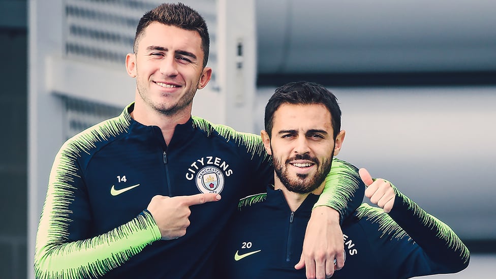 SMILES BETTER : Aymeric Laporte and Bernardo Silva are in positive frame of mind