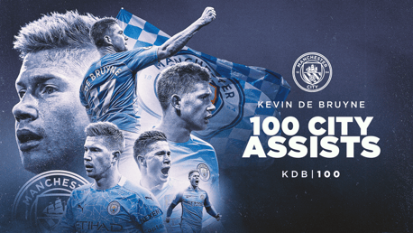 Kevin De Bruyne clocks up century of City assists