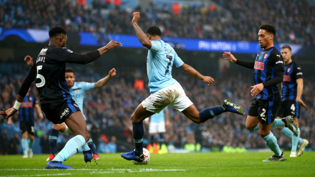 CUP CRACKER: Raheem Sterling fires City into an early lead