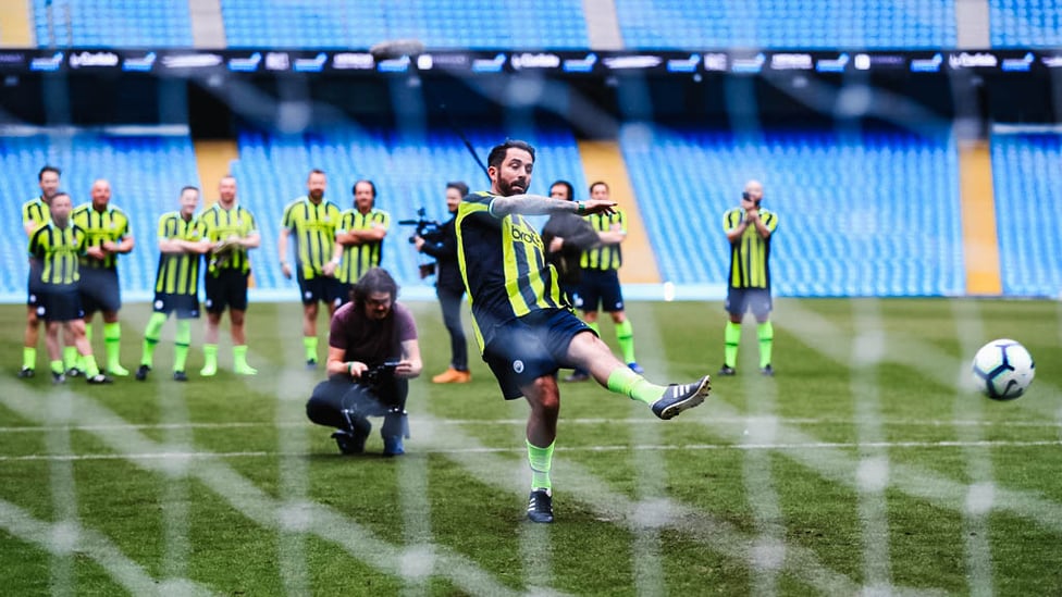 ON THE SPOT : Kevin Horlock recreates his penalty.